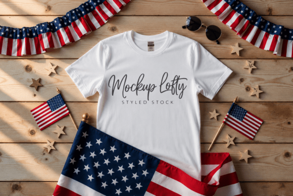 4th of July Flat Lay T-shirt Mockup