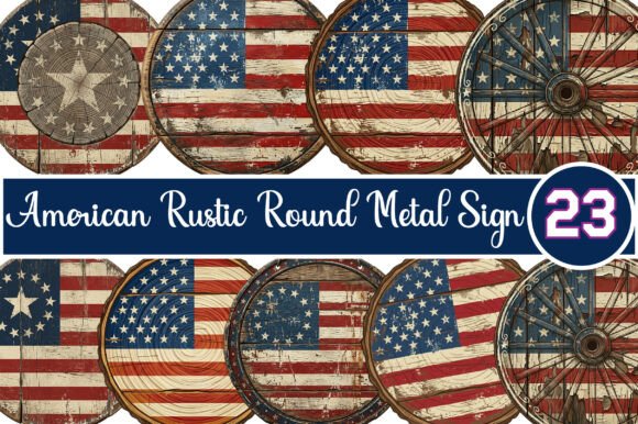 American Rustic Round Metal Sign Clipart