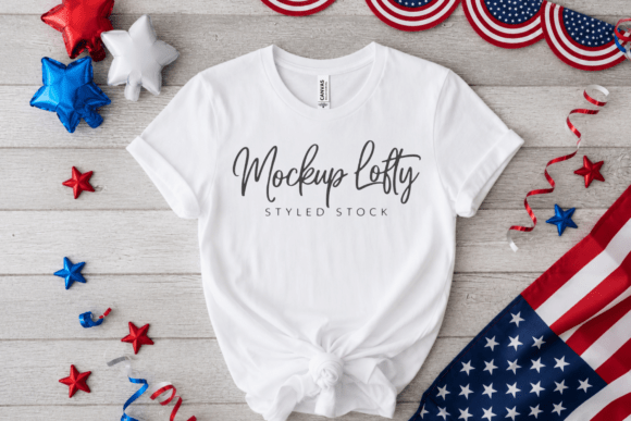 BC3001 4th of July Flat Lay Shirt Mockup