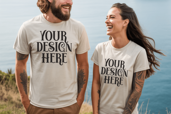 Bella Canvas 3001 Beach Couple Mockup