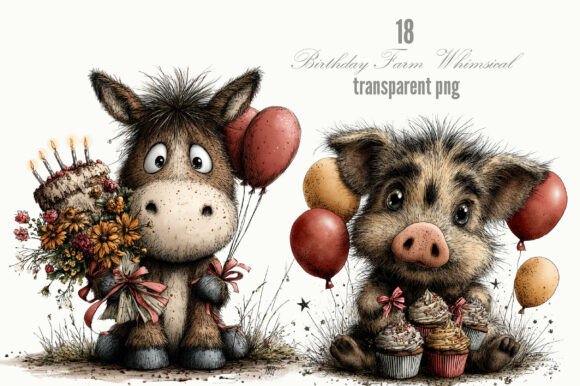 Birthday Farm Whimsical Clipart