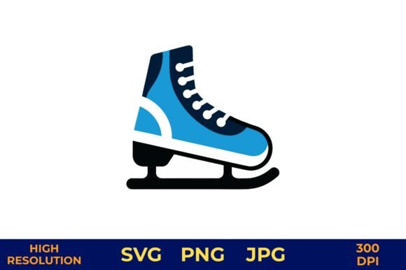 Blue Ice Hockey Skates Vector Design