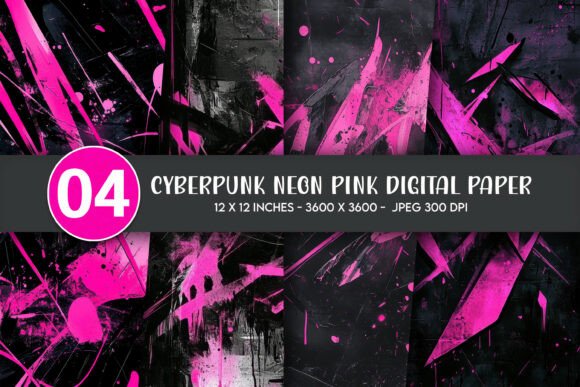 Cyberpunk Neon Pink Digital Paper