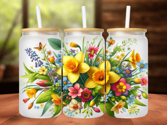 Daffodil Floral Bouquet 16oz Tumbler PNG: A Versatile Digital Asset for Creative Production and Brand Expression