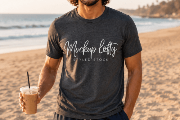 Dark Grey Heather BC3001 Summer Mockup