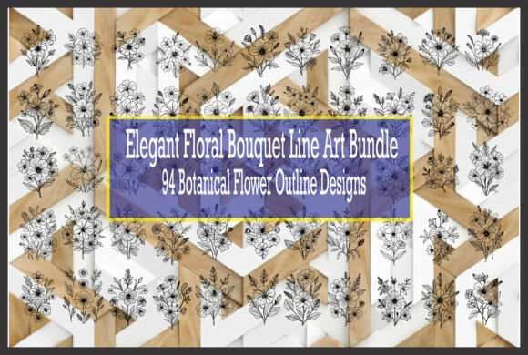 Elegant Floral Bouquet Line Art
