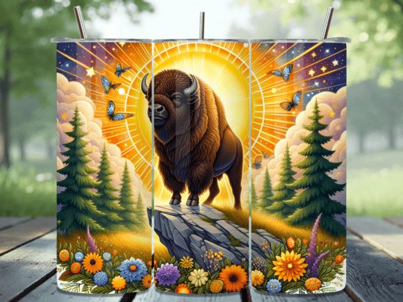 Fantasy Sun King Buffalo Cliff Tumbler