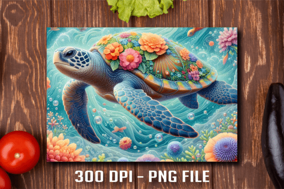 Floral Sea Turtle Flower Cutting Board
