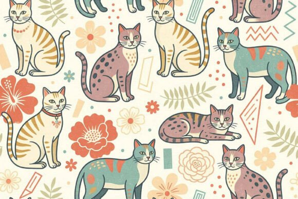 Free Floral Cat Paw Trendy Background: Where Playful Aesthetics Meet Professional Creative Utility