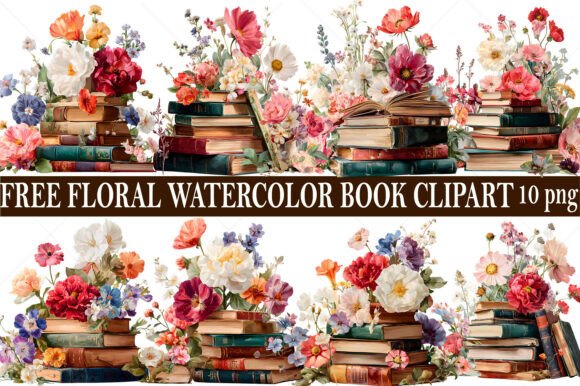 Free Watercolor Floral Book Clipart
