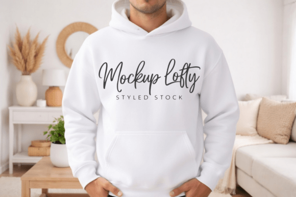 Gildan 18500 White Hoodie Mockup