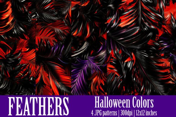 Halloween Colors Feather Patterns, S4: A Thoughtful Choice for Seasonal & Contemporary Design