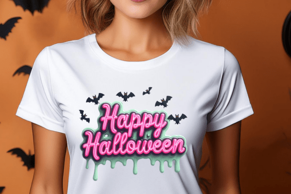 Happy Halloween Neon Drip PNG