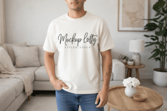Ivory Comfort Colors 1717 T-Shirt Mockup: Elevating Design Presentation with Authentic Minimalism