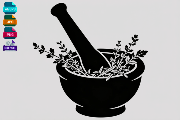 Mortar and Pestle Herb SVG Cut File