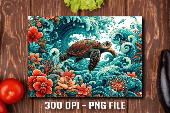 Ocean Wave Turtle Cutting Board