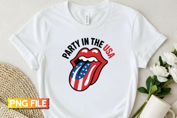 Party in the USA PNG: American Flag Lips Design