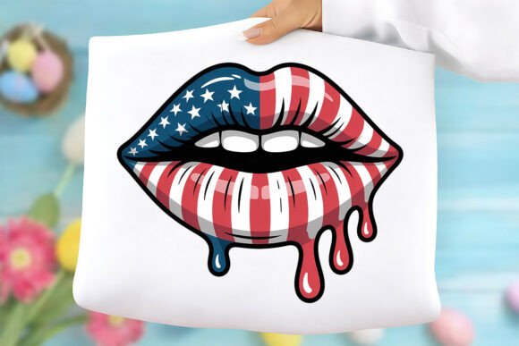 Patriotic USA Lips PNG
