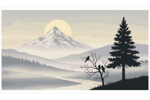 Serene Mountain Landscape Freebie: Your All-in-One Creative Asset for Print & Digital Projects