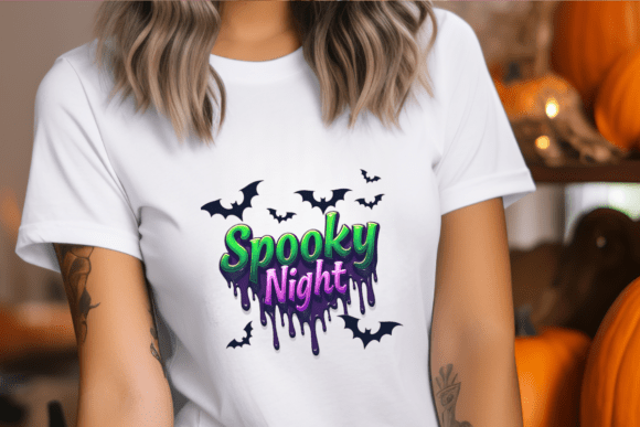 Spooky Night Neon Halloween PNG