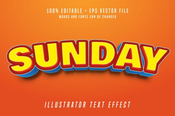 Sunday 3D Editable Text Effect Kids Font