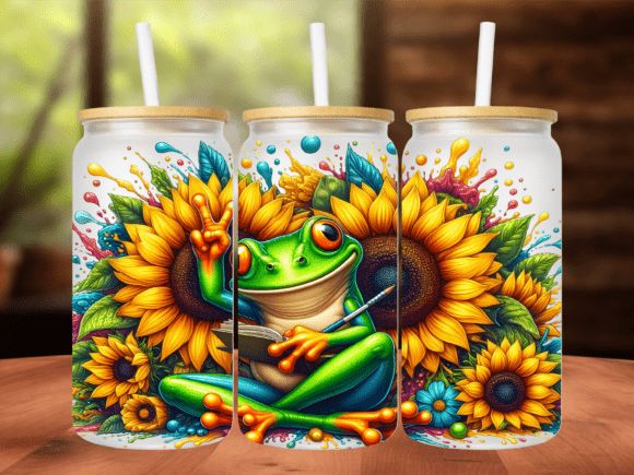 Sunflower Frog Sublimation 16oz Tumbler: A Versatile, Print-Ready Design for Creators Who Value Time and Quality
