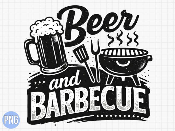 Vintage Beer & Barbecue Grill PNG