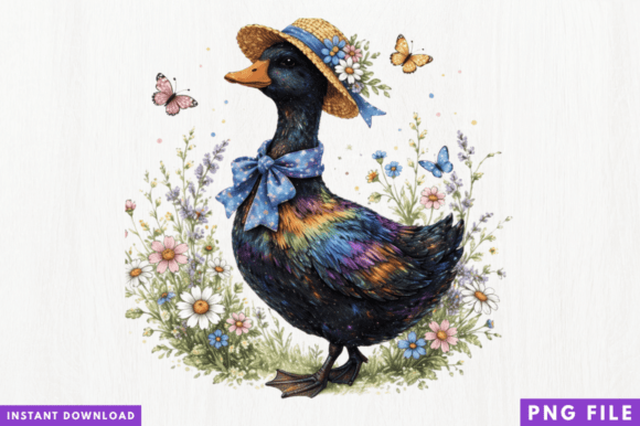 Vintage Duck Floral PNG Design: A Creative Powerhouse for Print-on-Demand & DIY Crafters