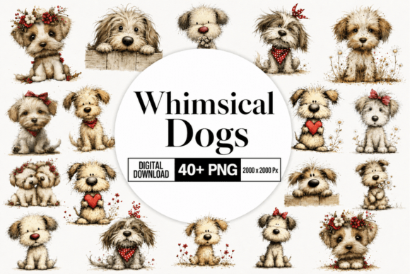 Whimsical Dogs Clipart for Creative Projects