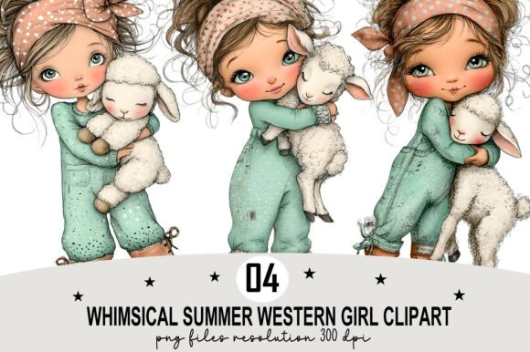 Whimsical Western Girl Clipart